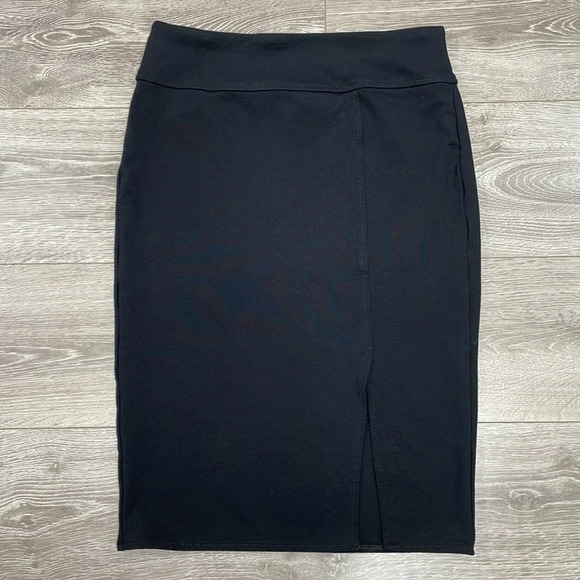 Worthington Black Midi Skirt Stretch Front Slit M - Picture 3 of 10